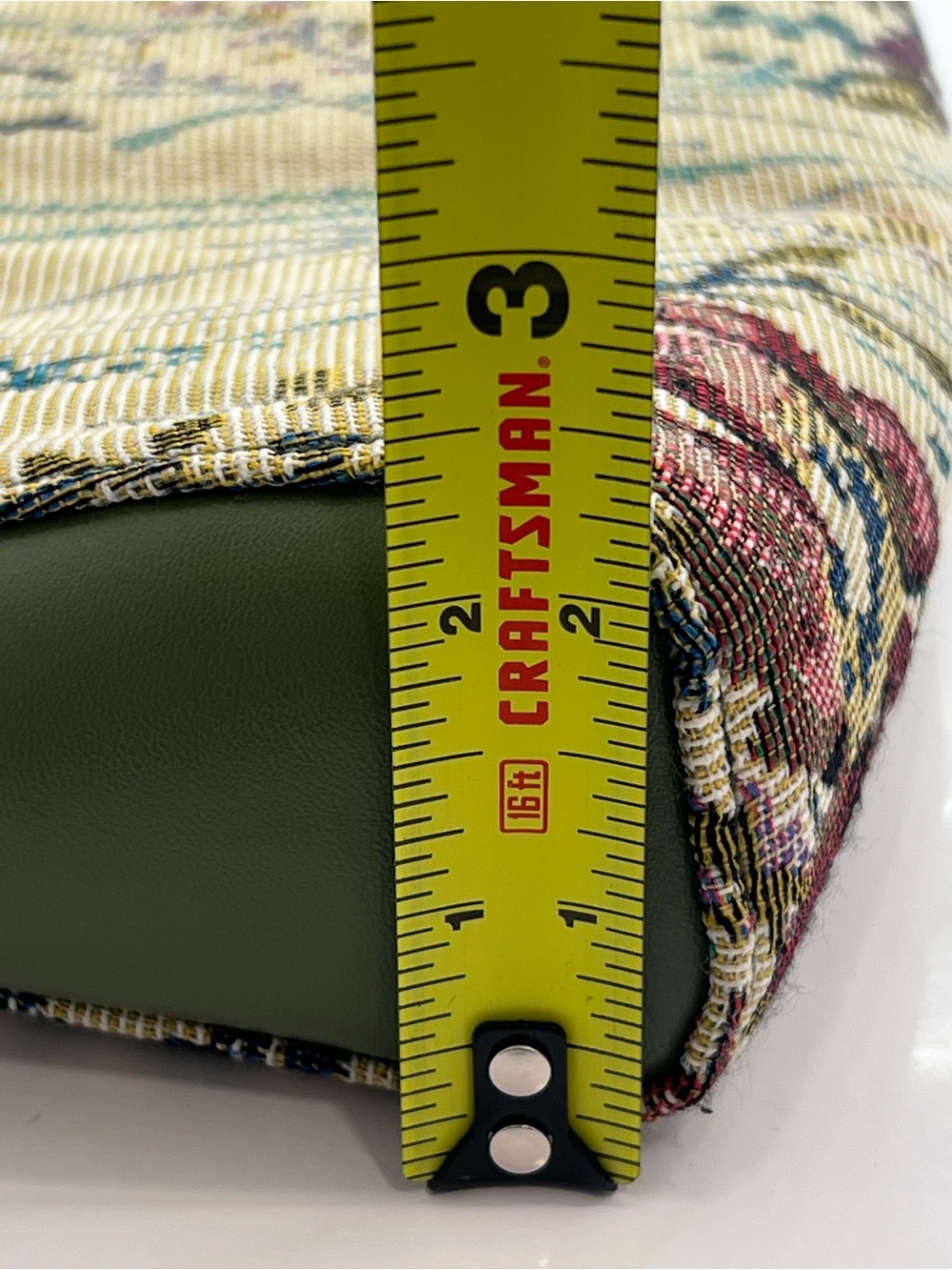 Vintage Floral Tapestry Baguette Bag – Green & Gold Acrylic Chain Strap Shoulder - Picture 11 of 13
